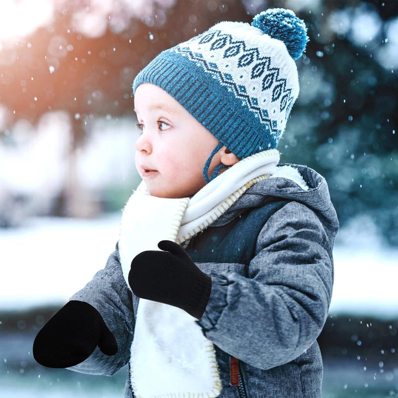 ONESING 5 Pair Toddler Mittens Black Baby Winter Gloves for Girls Boys - Warm Newborn Gloves - Image 5